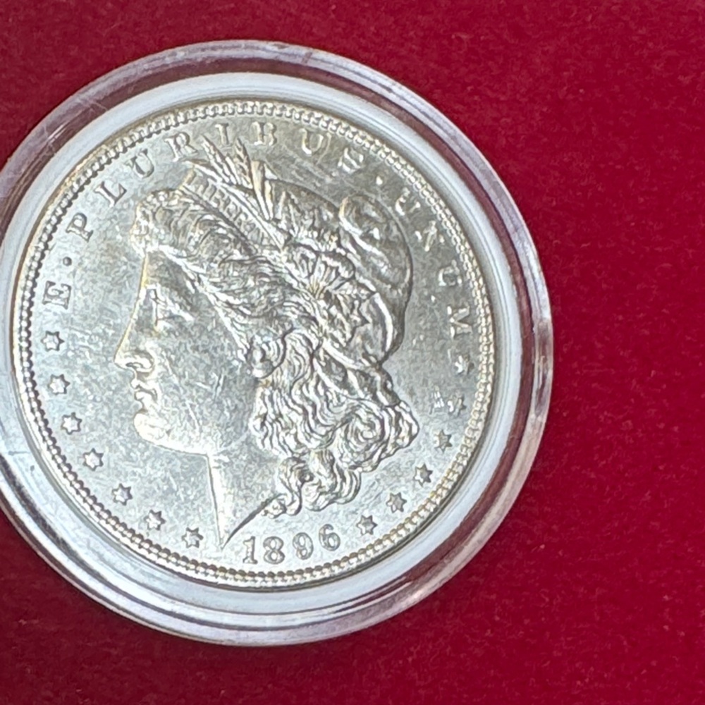 Morgan Dollar Silver Coin  1896 in Protective Case vintage rare old coin - Picture 2 of 9